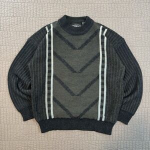 Vtg‎ 90s Spettro Sweater Men Large Blue Gray Textured Knit Grandpa 3D Retro Y2K